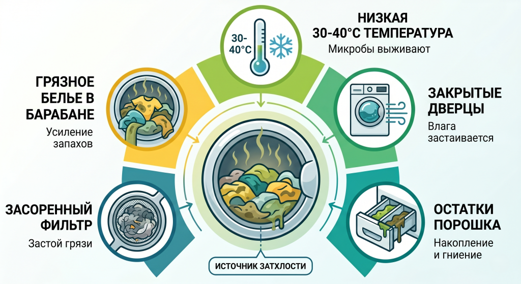 чем вывести неприятный запах из стиральной машины