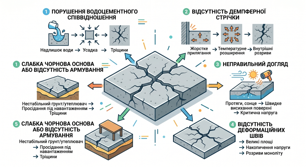 чим заробити тріщини в стяжці
