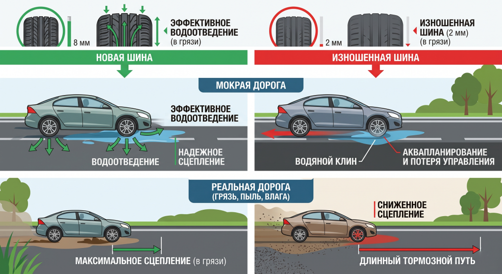 глубина протектора летних шин