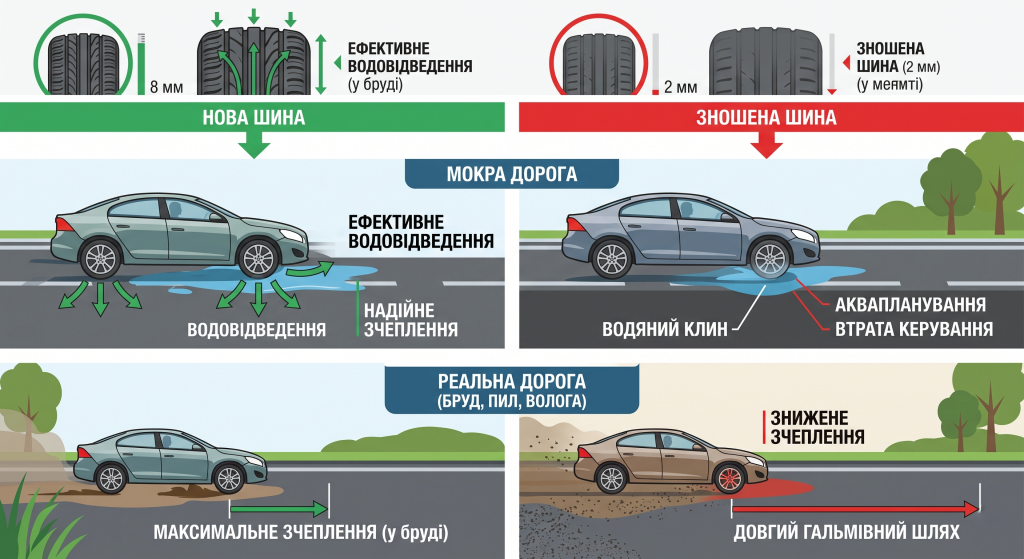 глибина протектора літніх шин