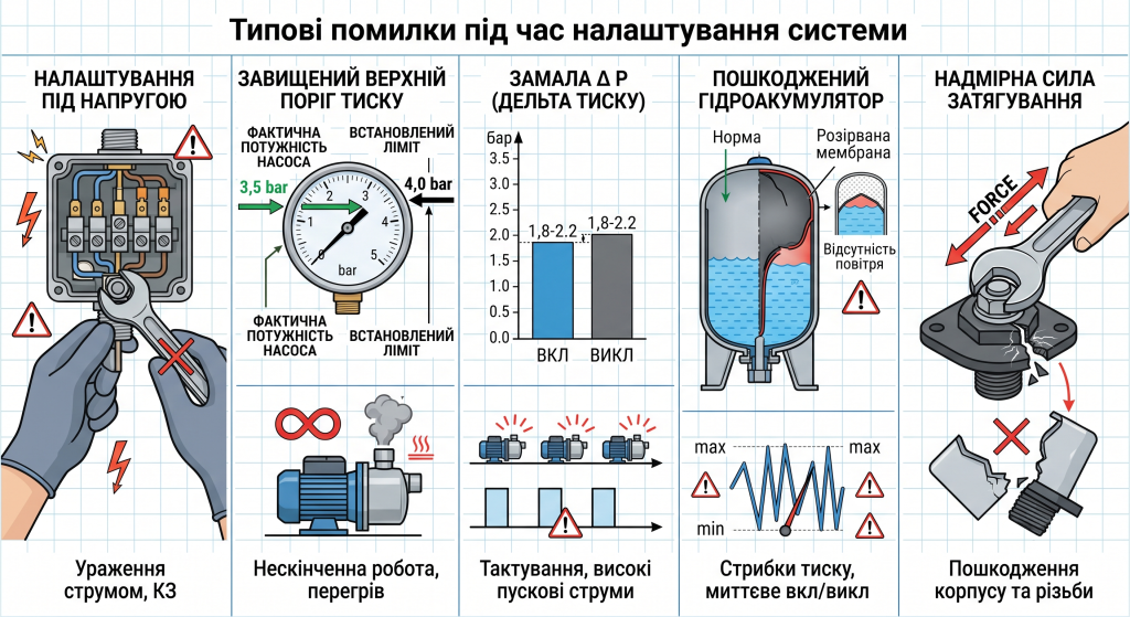 як відрегулювати реле тиску води