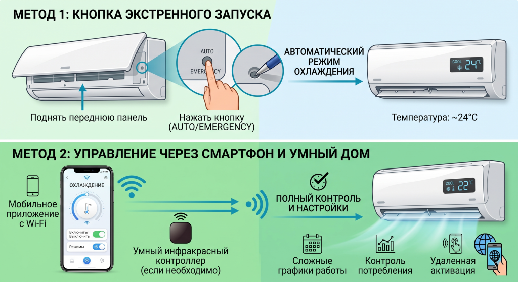 как правильно включить кондиционер на холод