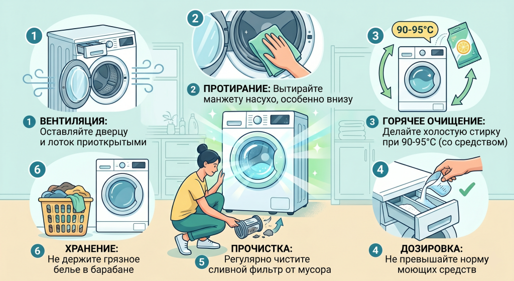 как избавиться от неприятного запаха из стиральной машины
