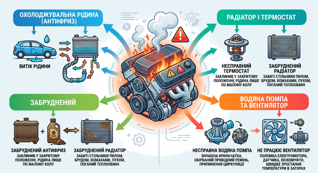 перегрів двигуна причини
