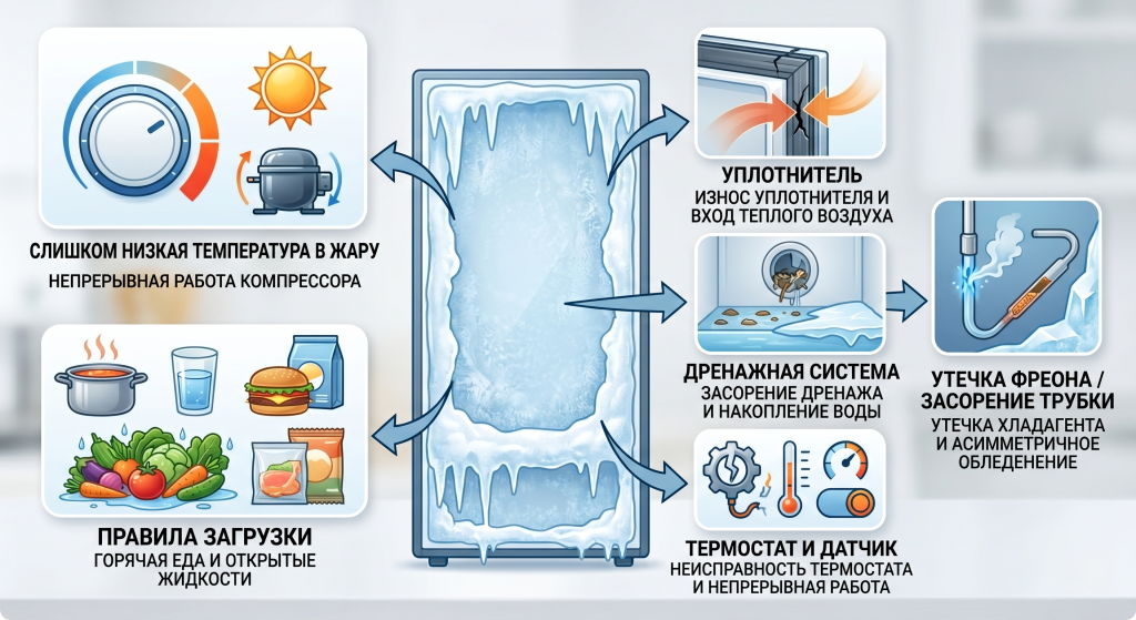 почему намерзает задняя стенка в холодильнике