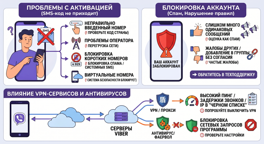 почему не работает вайбер на телефоне