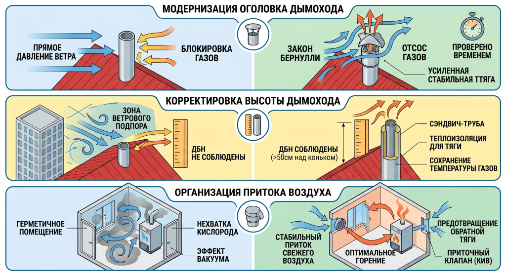 почему задувает газовый котел при ветре
