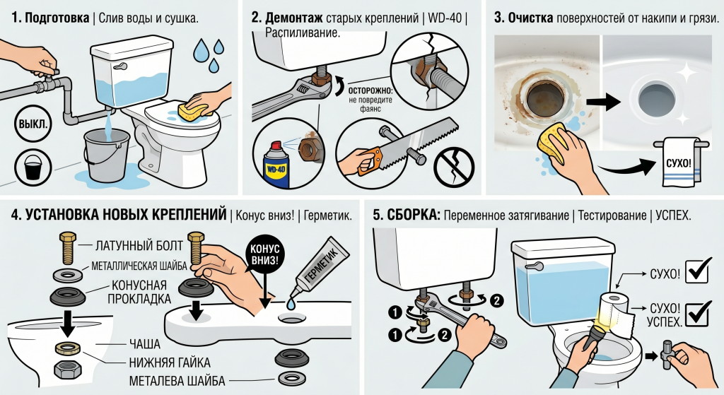 протекает крепление бачка унитаза