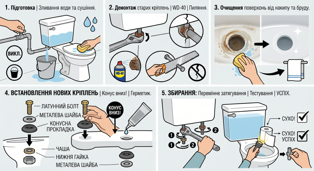 протікає кріплення бачка унітазу