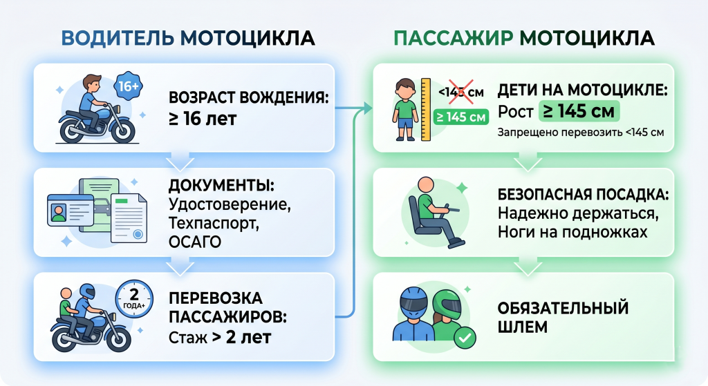 с какого возраста разрешено обучаться вождению мотоцикла