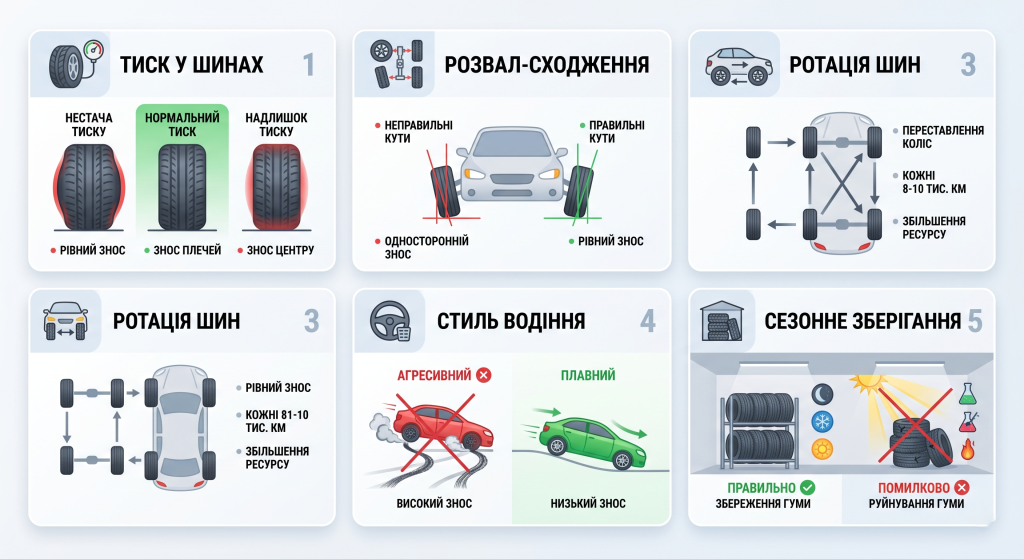 висота протектора нових літніх шин
