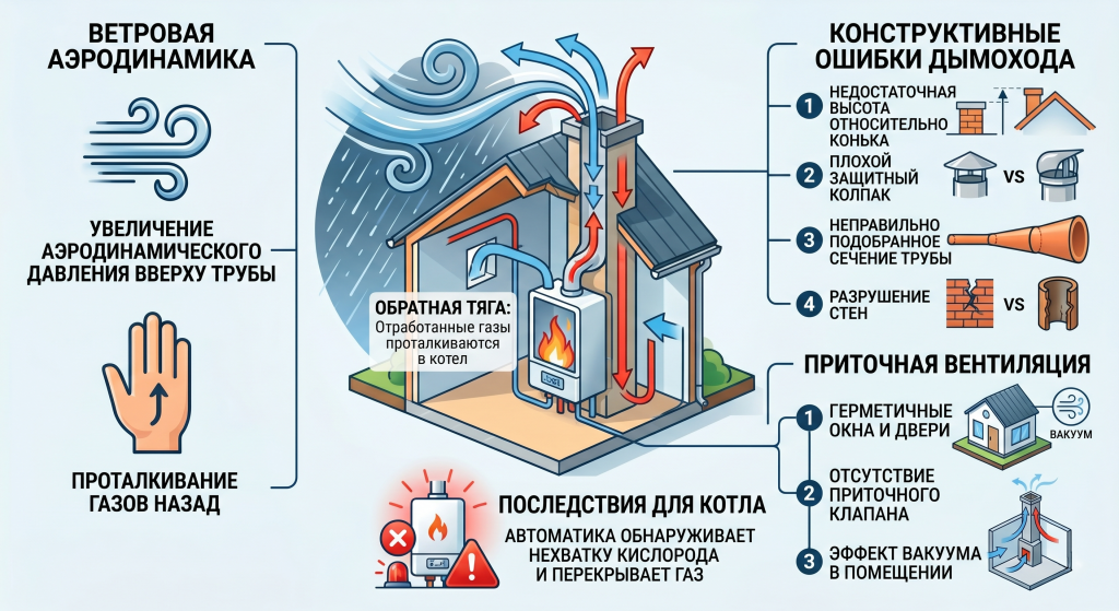 задувает газовый котел