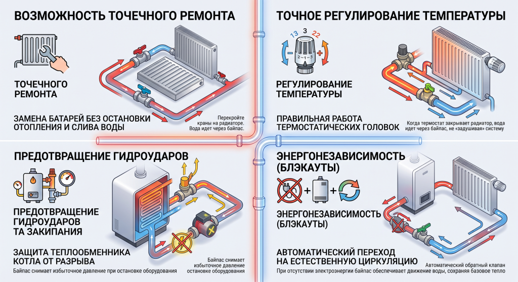 что такое байпас в системе отопления