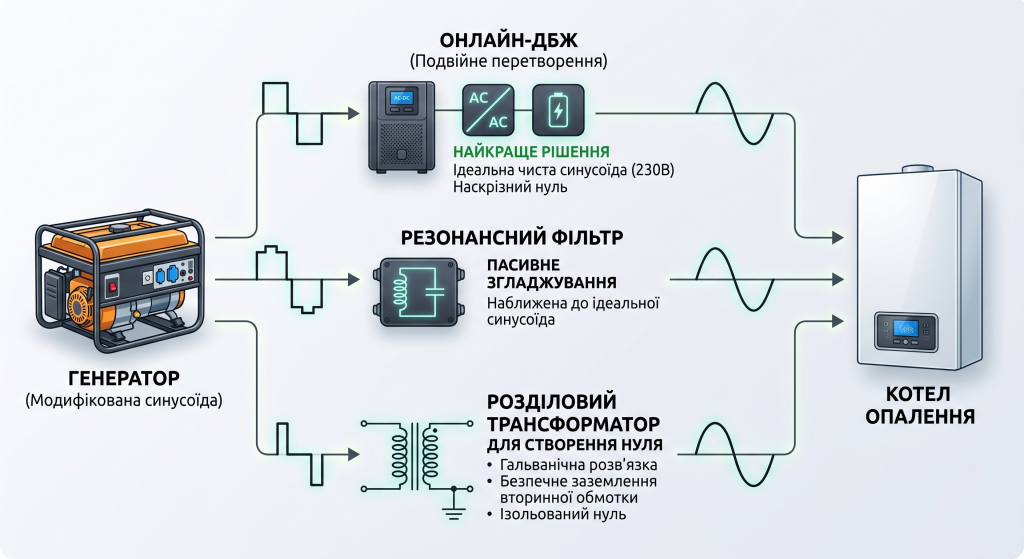 котел не працює від генератора