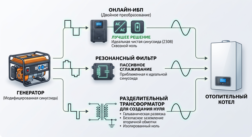 котел не работает от генератора