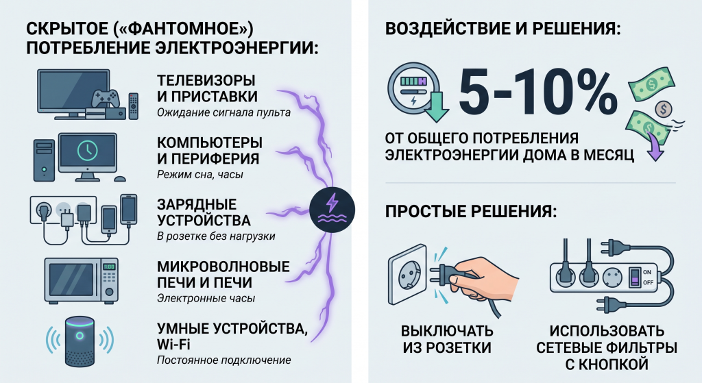 потребление электроэнергии бытовыми приборами
