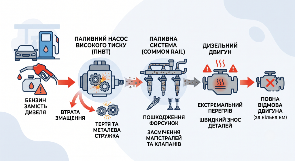 що буде якщо залити бензин замість дизеля