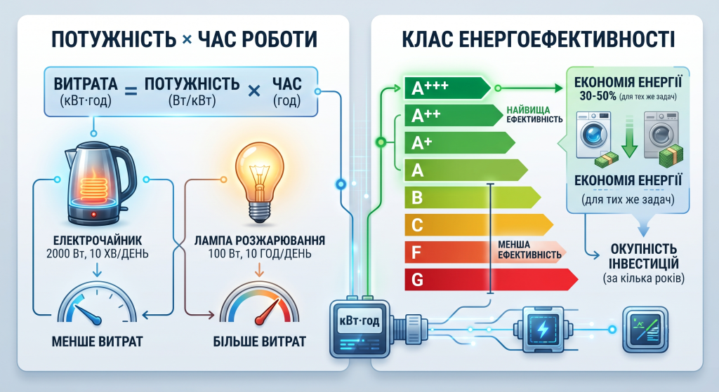 таблиця споживання електроенергії побутовими приладами